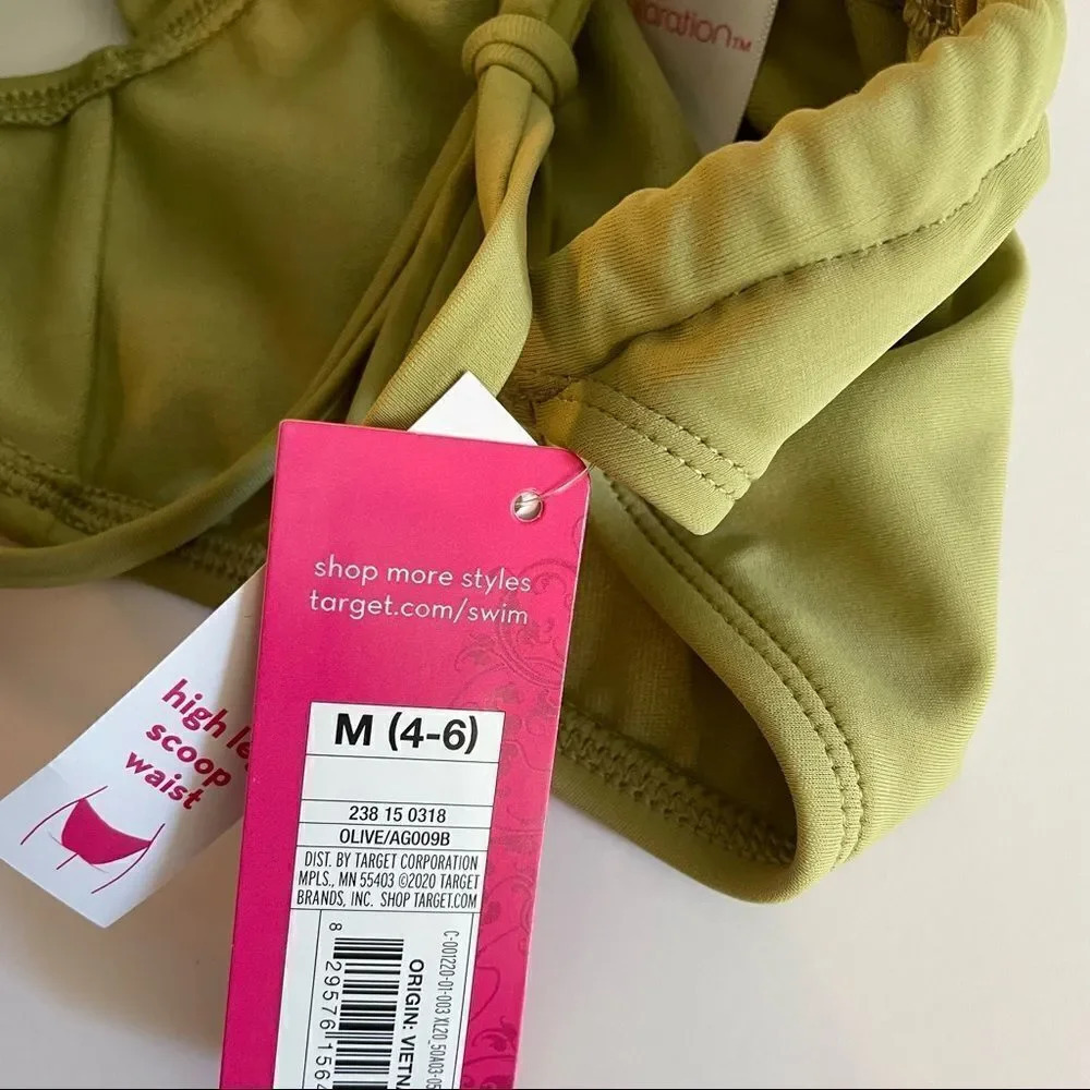 Xhilaration green high leg scoop waist bikini bottom - Picture 8 of 11